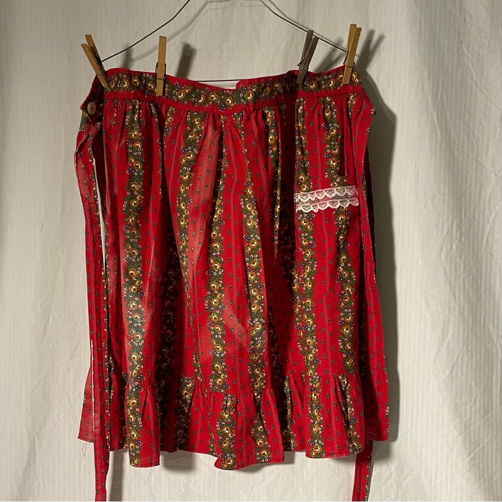 Red Floral apron